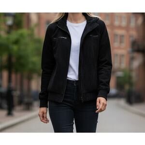 Carbon Jacket Women's Size Medium Hooded Black Short Lined Zip Up